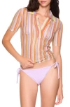 Susana Monaco Stripe Collar Sweater In Multi