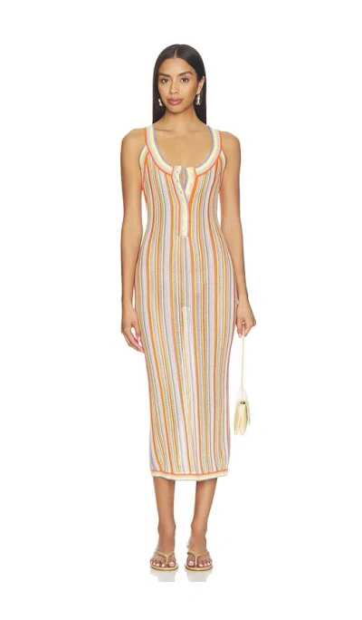 Susana Monaco Stripe Sweater Henley Dress In Multi