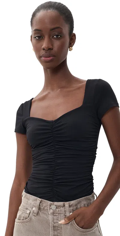 Susana Monaco Sweetheart Gathered Top Black