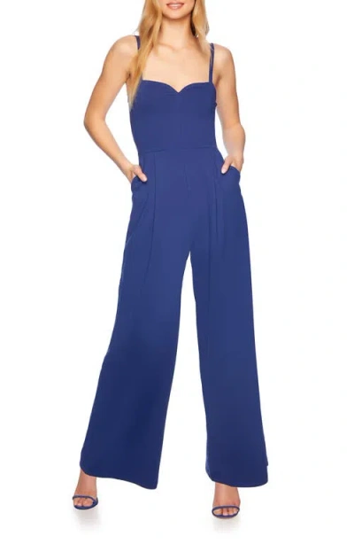 Susana Monaco Sweetheart Neck Wide Leg Jumpsuit In Lake