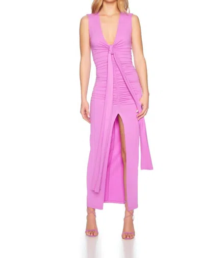 Susana Monaco Tie Front Gathered Dress In Snapdragon In Multi