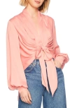 Susana Monaco Tie Hem Matte Satin Top In Hamptons