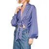Susana Monaco Tie Hem Matte Satin Top In Mediterranean