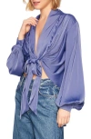 Susana Monaco Tie Hem Matte Satin Top In Mediterranean
