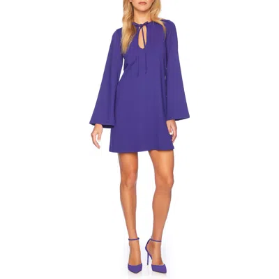 Susana Monaco Tie Keyhole Bell Sleeve Minidress In Frozen Lake
