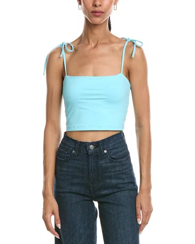 Susana Monaco Tie Shoulder Crop Top In Blue