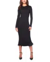Susana Monaco Crew Long Sleeve Midi Dress In Black