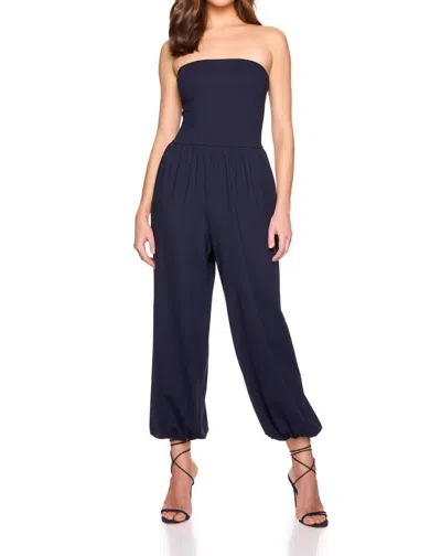 Susana Monaco Tube Gathered Ankle Jumpsuit In Midnight In Blue