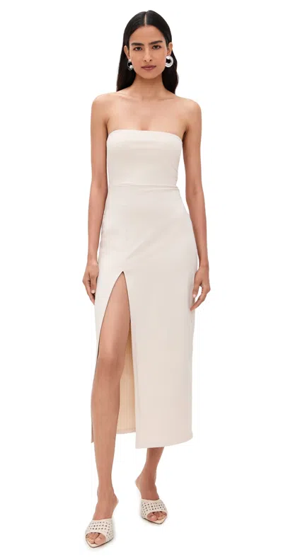 Susana Monaco Tube Midi Slit Front Dress 36 Blanched Almond In White