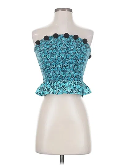 Pre-owned Susana Monaco Tube Top Teal Strapless Neckline Tops In Blue