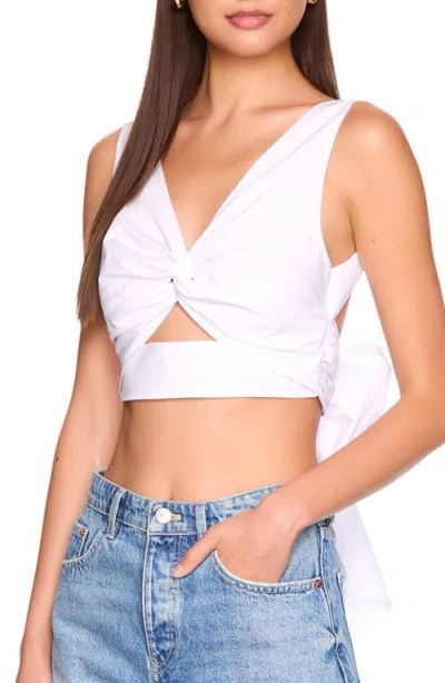 Susana Monaco Twist Front Back Tie Cotton Poplin Top In White