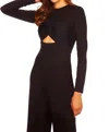 Susana Monaco Twist Front Keyhole Long Sleeve Jumpsuit In Black In Black