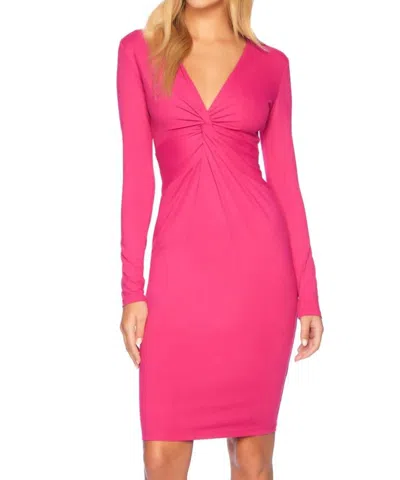 Susana Monaco Twist Front Long Sleeve Dress In Peony In Pink