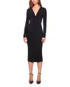Susana Monaco Twist Front Long Sleeve Matte Jersey Midi Dress In Black