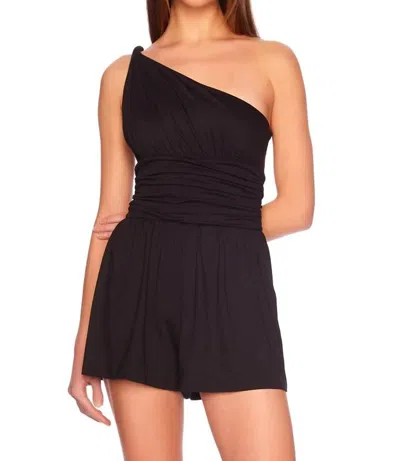Susana Monaco Twist One-shoulder Romper In Black