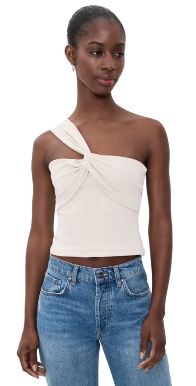 Susana Monaco Twisted Asymmetrical Blouse Blanched Almond In White