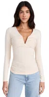 Susana Monaco V Neck Long Sleeve Top Belgian Crème In Belgian Crème