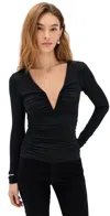 Susana Monaco V Neck Long Sleeve Top Black In Black