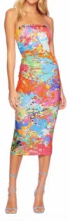 Susana Monaco Viscose Splatter Print Tube Gathered Dress In Multi In Multi