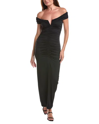 Susana Monaco V-wire Gathered Off-the-shoulder Maxi Dress In Black