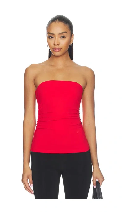 Susana Monaco Waist Gathered Tube Top In Red