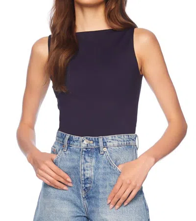 Susana Monaco Wide Neck Sleeveless Top In Navy In Blue