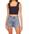 Susana Monaco Wide Strap Crop Tank Top In Midnight In Multi