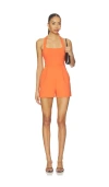 Susana Monaco Wire Strap Tie Romper In Orange