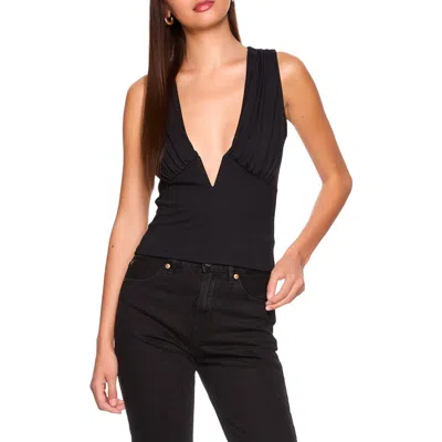 Susana Monaco Wired Deep V-neck Tank In Black