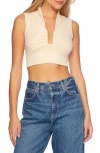 Susana Monaco Wired Sleeveless Crop Top In Belgian Creme