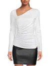 Susana Monaco Women's Asymmetric Neck Ruched Top In Pink