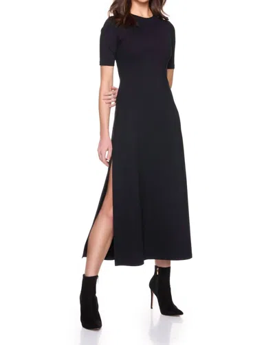Susana Monaco Women's Crew Side Slit Midi Dress In Java In Black