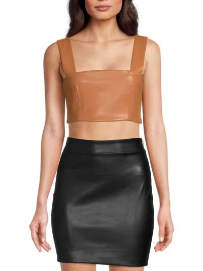 Susana Monaco Women's Faux Leather Crop Top In Caramel