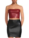 Susana Monaco Women's Faux Leather Cropped Tube Top In Berries
