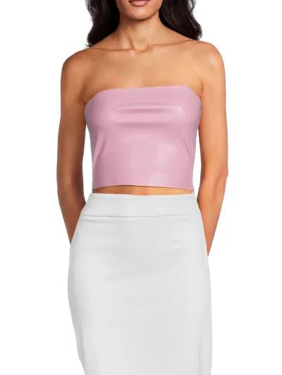 Susana Monaco Women's Faux Leather Cropped Tube Top In Lipgloss