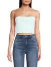 Susana Monaco Faux Leather Cropped Tube Top In Rain