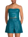 Susana Monaco Women's Faux Leather Cropped Tube Top In Sea