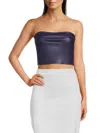 Susana Monaco Faux Leather Crop Tube Top Thunder S In Thunder