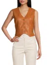 Susana Monaco Faux Leather Vest In Caramel