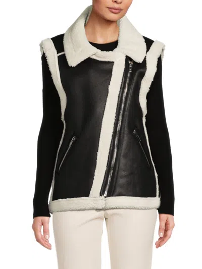 Susana Monaco Women's Faux Shearling Trim Vest In Black