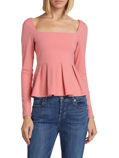 Susana Monaco Women's Jersey Long-sleeve Peplum Top In Lotus