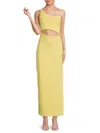 Susana Monaco Women's One Shoulder Cutout Midaxi Sheath Dress In Lemon Zest