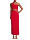 Susana Monaco Women's One Shoulder Cutout Midaxi Sheath Dress In Perfect Red