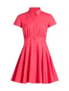 Susana Monaco Women's Poplin Cotton Shirred Mini Shirtdress In Frambroise