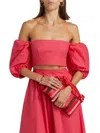 Susana Monaco Women's Poplin Puff-sleeve Crop Top In Pink