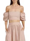 Susana Monaco Women's Poplin Puff-sleeve Crop Top In Pink