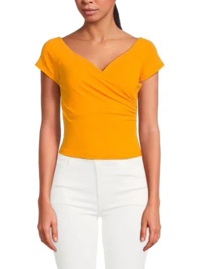 Susana Monaco Women's Ruched Short-sleeve Top In Zinnia Orange