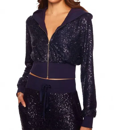 Susana Monaco Women's Sequin Zip Up Jacket In Black In Purple
