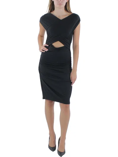 Susana Monaco Womens Gathered Criss-cross Front Midi Dress In Black