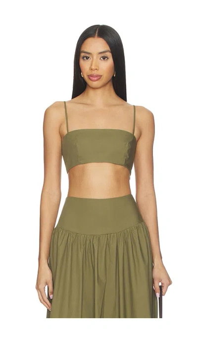 Susana Monaco X Revolve Poplin Crop String Top In Green